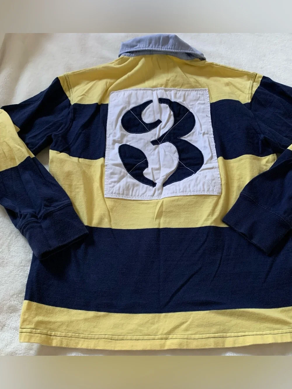 Ralph Lauren Cotton Navy and Yellow Striped Rugby Polo Size 12/14